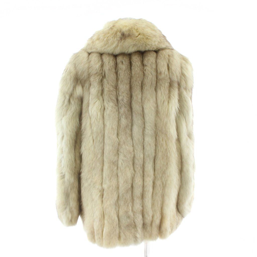 ノーブランド ファーコート アウター 毛皮 フォックス ミドル 11 L 白
