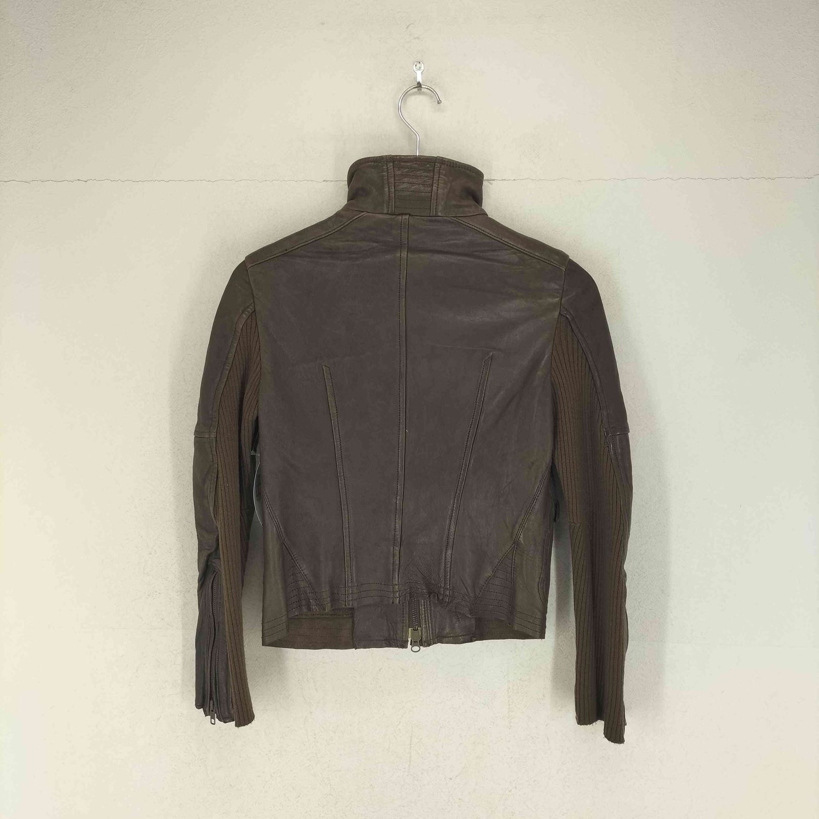 ユーズドフルギ USED古着 lamb leather ニット切替ラムレザー