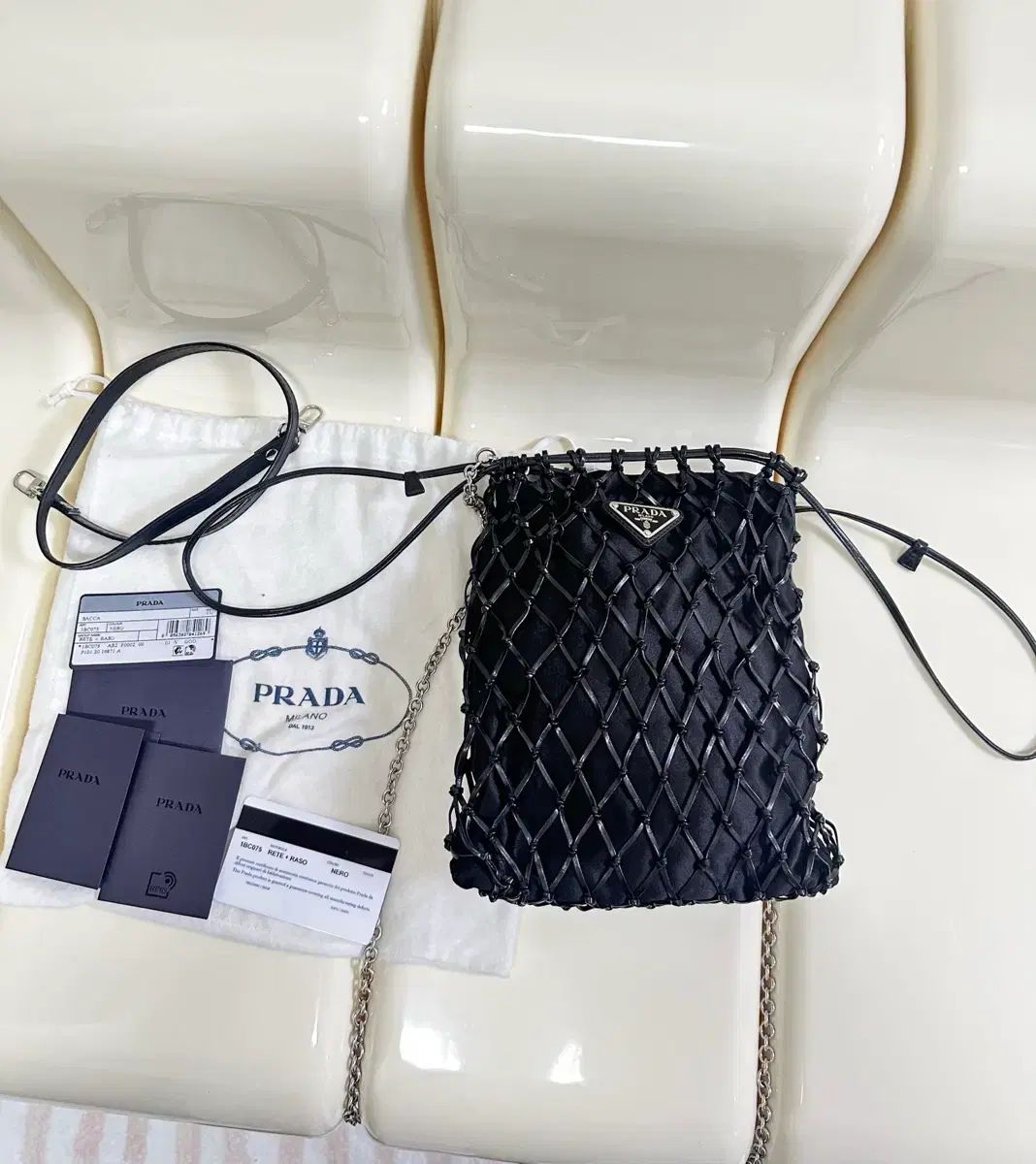 A PRADA プラダ メッシュ バケット バッグ クロス