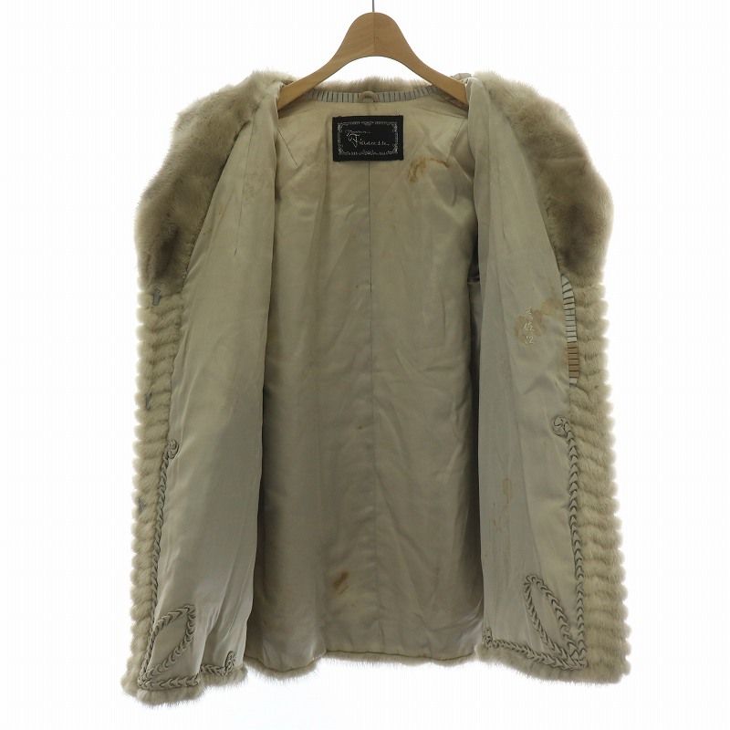 サファイアミンク ミンク 高級 毛皮 ハーフコート　ヘアーシェブロンデザイン フィアンセス Fiancesse サファイアミンクファー コート ミドル