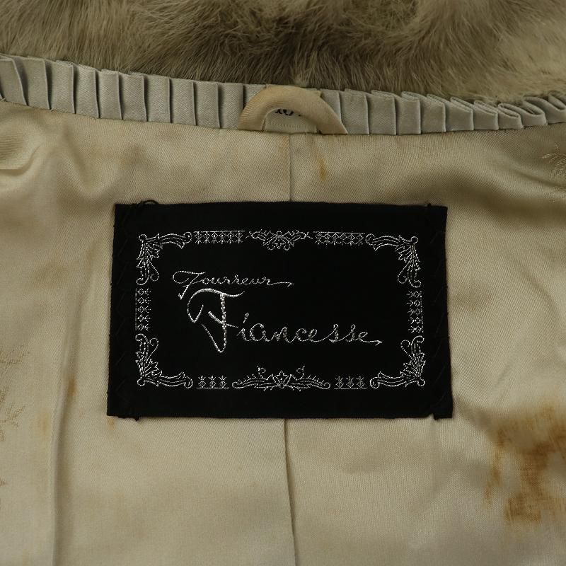 【中古】フィアンセス Fiancesse サファイアミンクファー コート ミドル シェブロン アウター 毛皮 13 XL グレー フィアンセス Fiancesse サファイアミンクファー コート ミドル