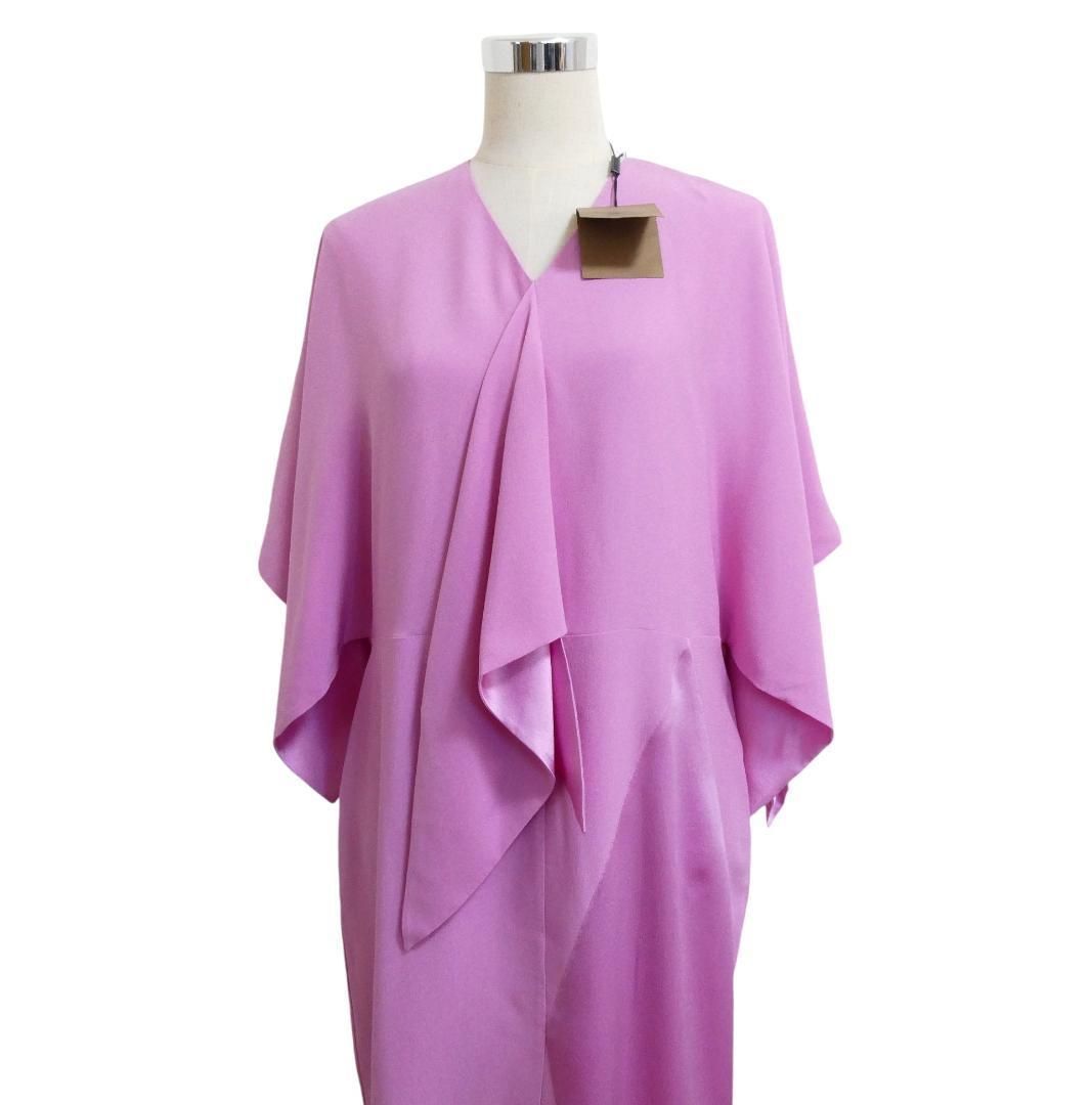 ♥ LONDON ENGLAND バーバリー 24 ss シルク100％ ワンピース ドレス フリル ワイドスリーブ 膝丈 七分袖 ピンク レディース