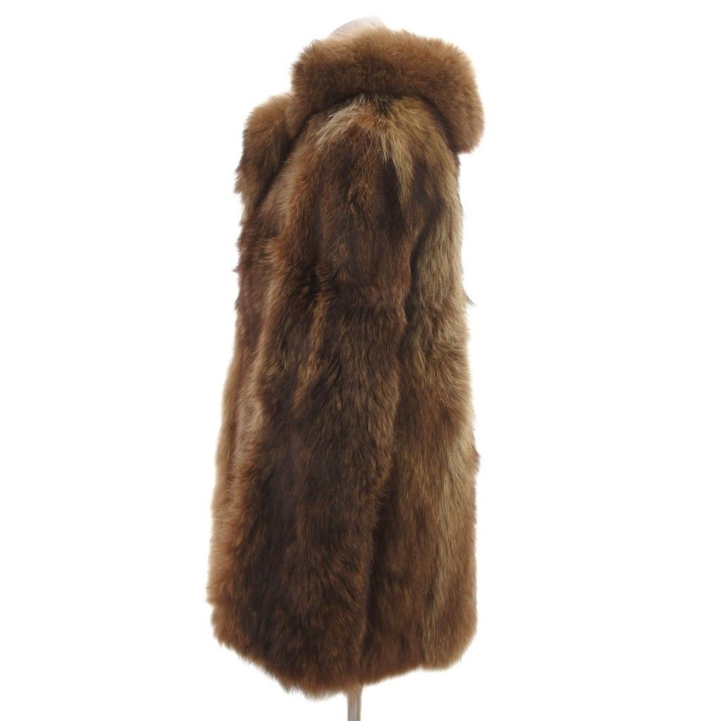 ノーブランド フォックスファーコート 毛皮 ミドル丈 ハーフ 11 茶