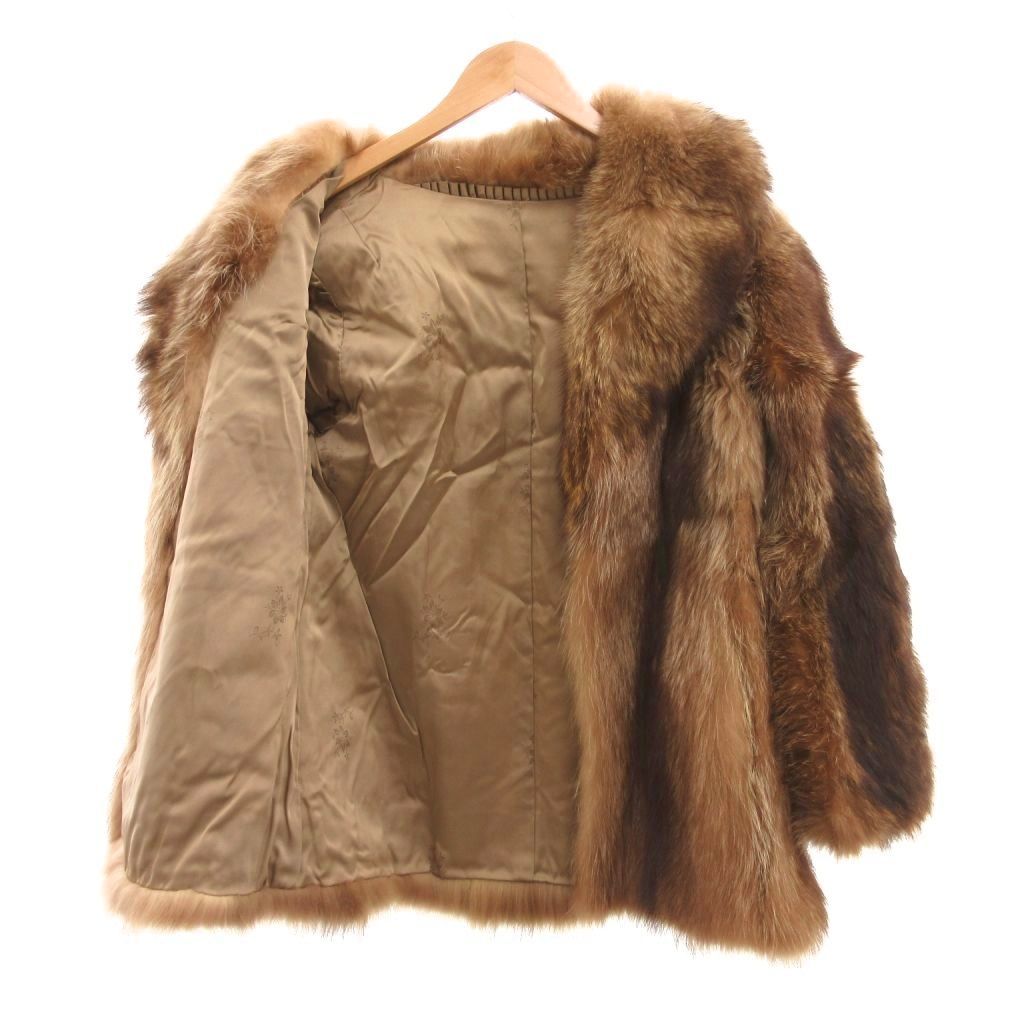 ノーブランド フォックスファーコート 毛皮 ミドル丈 ハーフ 11 茶