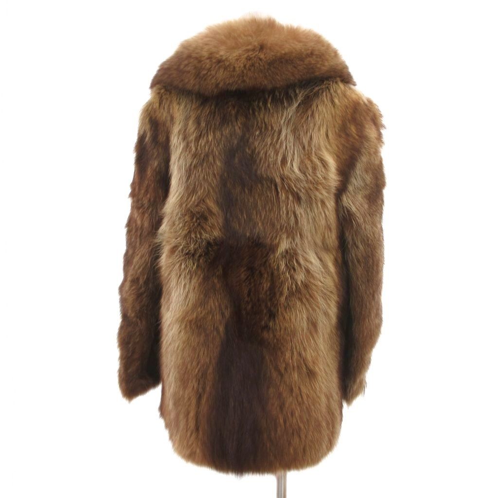 ノーブランド フォックスファーコート 毛皮 ミドル丈 ハーフ 11 茶