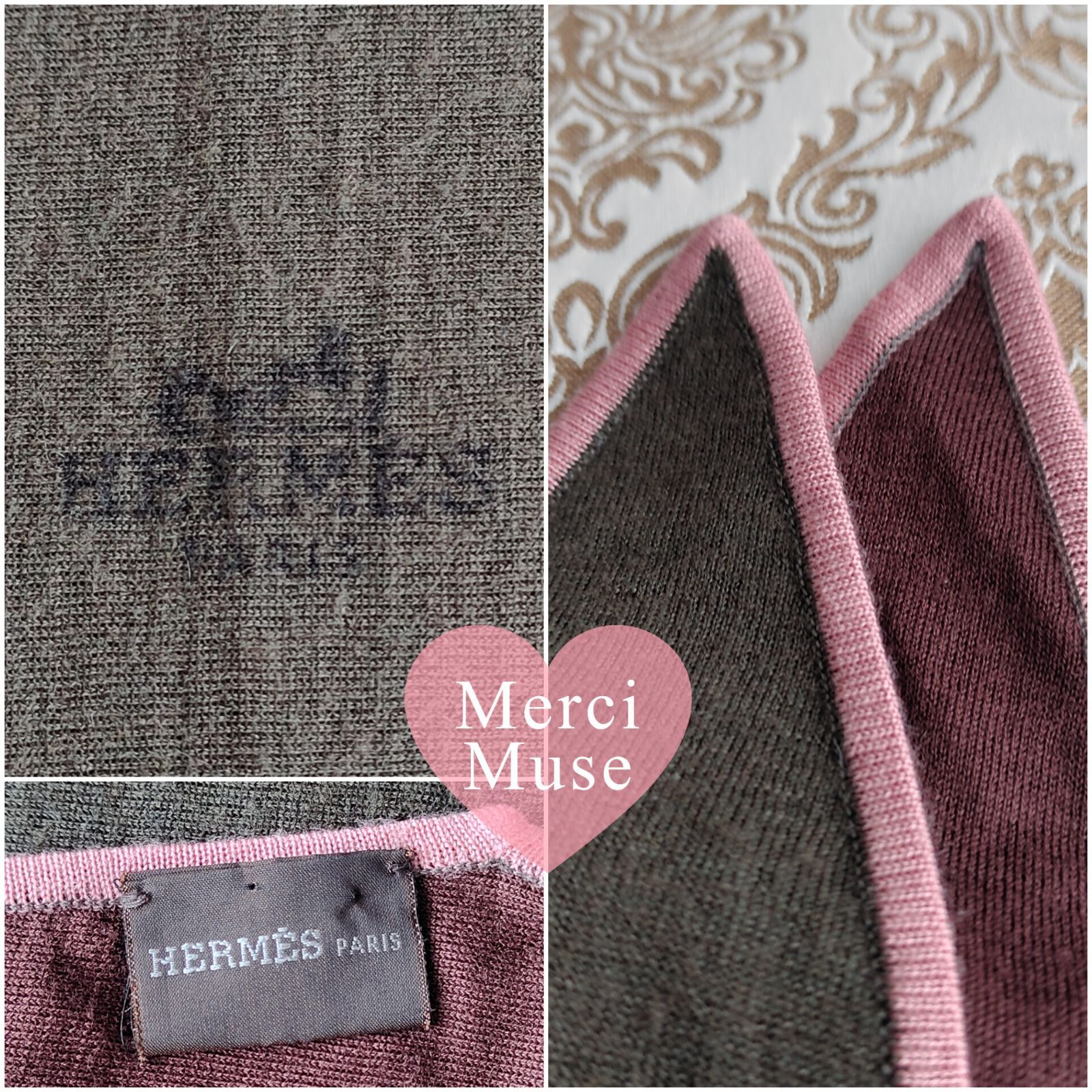 ❤お得なお品❤クリーニング済 ふわふわ柔かカシミヤマフラー ピンク エルメス ❤お得なお品❤クリーニング済み カシミヤシルクロサンジュ 菱形