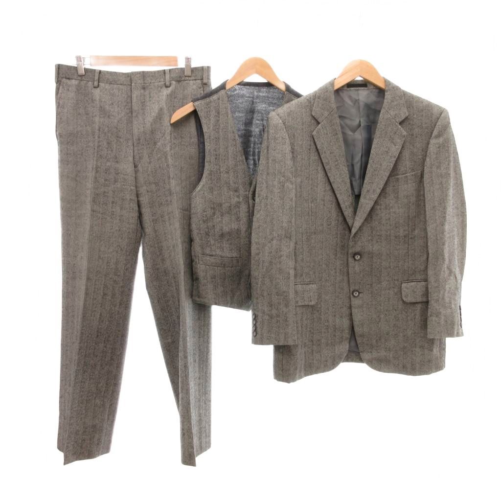 バーバリーズ スリーピース スーツ ジャケット パンツ ベスト グレー バーバリーズ Burberrys 3ピース スーツ テーラードジャケット