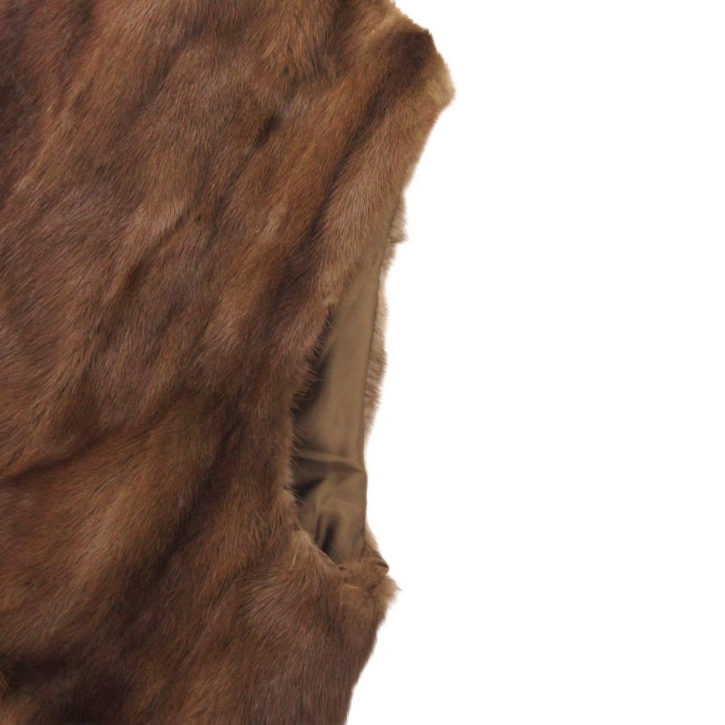 ノーブランド ミンクファーベスト ミドル丈 ハーフ 11 茶 ブラウン /JS