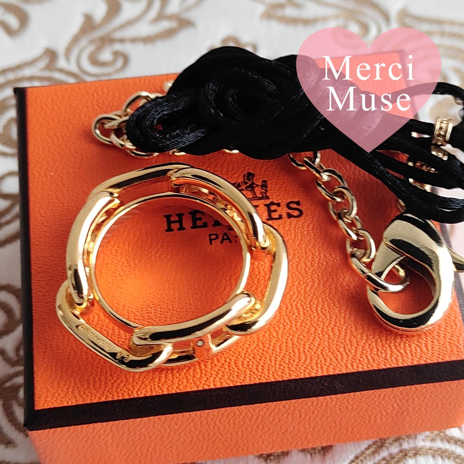 ❤お得なお品❤スカーフリング シェーヌダンクル G金具 エルメス ネックレスにも ❤お得なお品❤スカーフリング シェーヌダンクル ゴールド金具