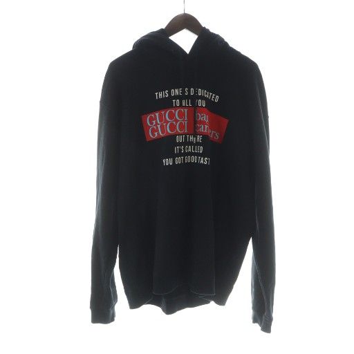【中古】グッチ GUCCI 22SS パーカー フーディ フロントプリント フード スウェット 裏毛 L 黒 ブラック 681220 グッチ GUCCI 22SS ARIA コレクション パーカー フーディ フロント