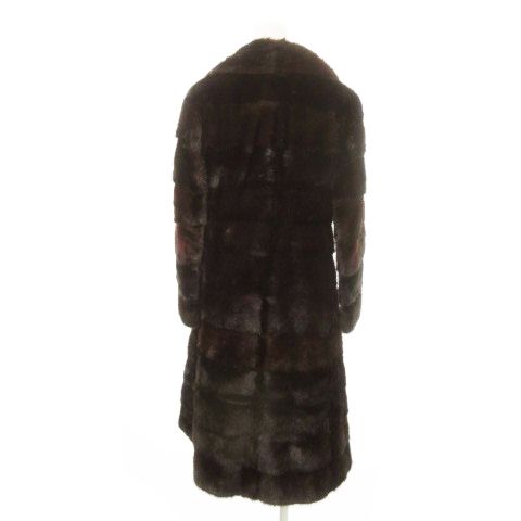 ノーブランド ファーコート ミンクファー 毛皮 ロング丈 ダブル 茶