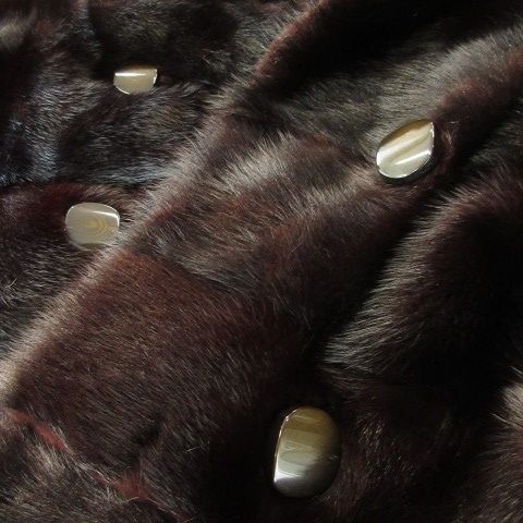 ノーブランド ファーコート ミンクファー 毛皮 ロング丈 ダブル 茶