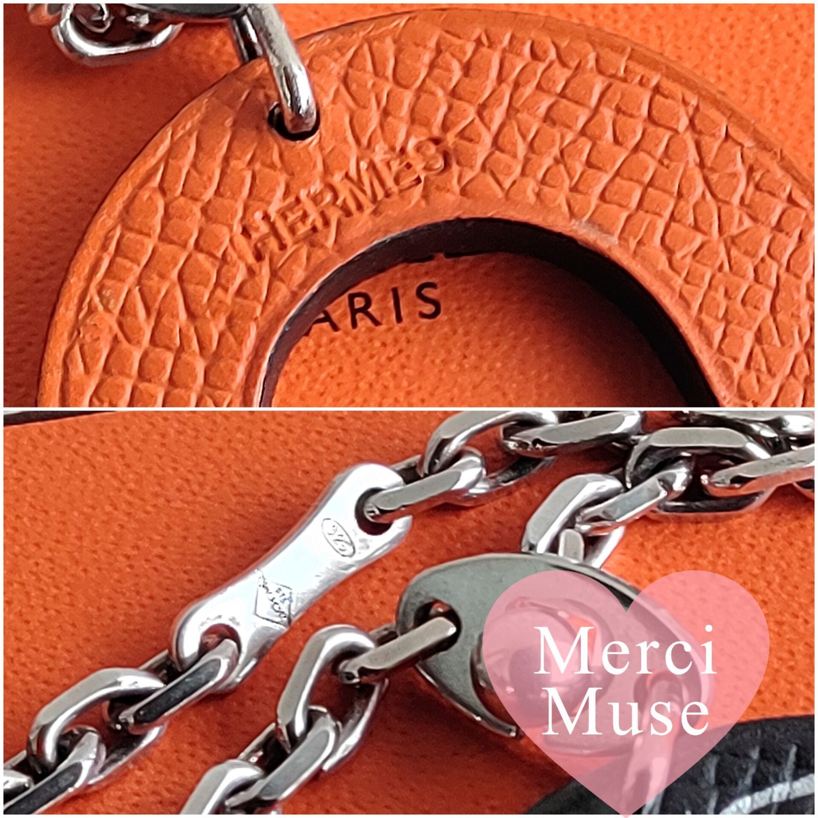 HERMES 馬蹄型チャーム オレンジ ブラック HERMES 馬蹄型チャーム オレンジ ブラック HERMES 馬蹄型チャーム