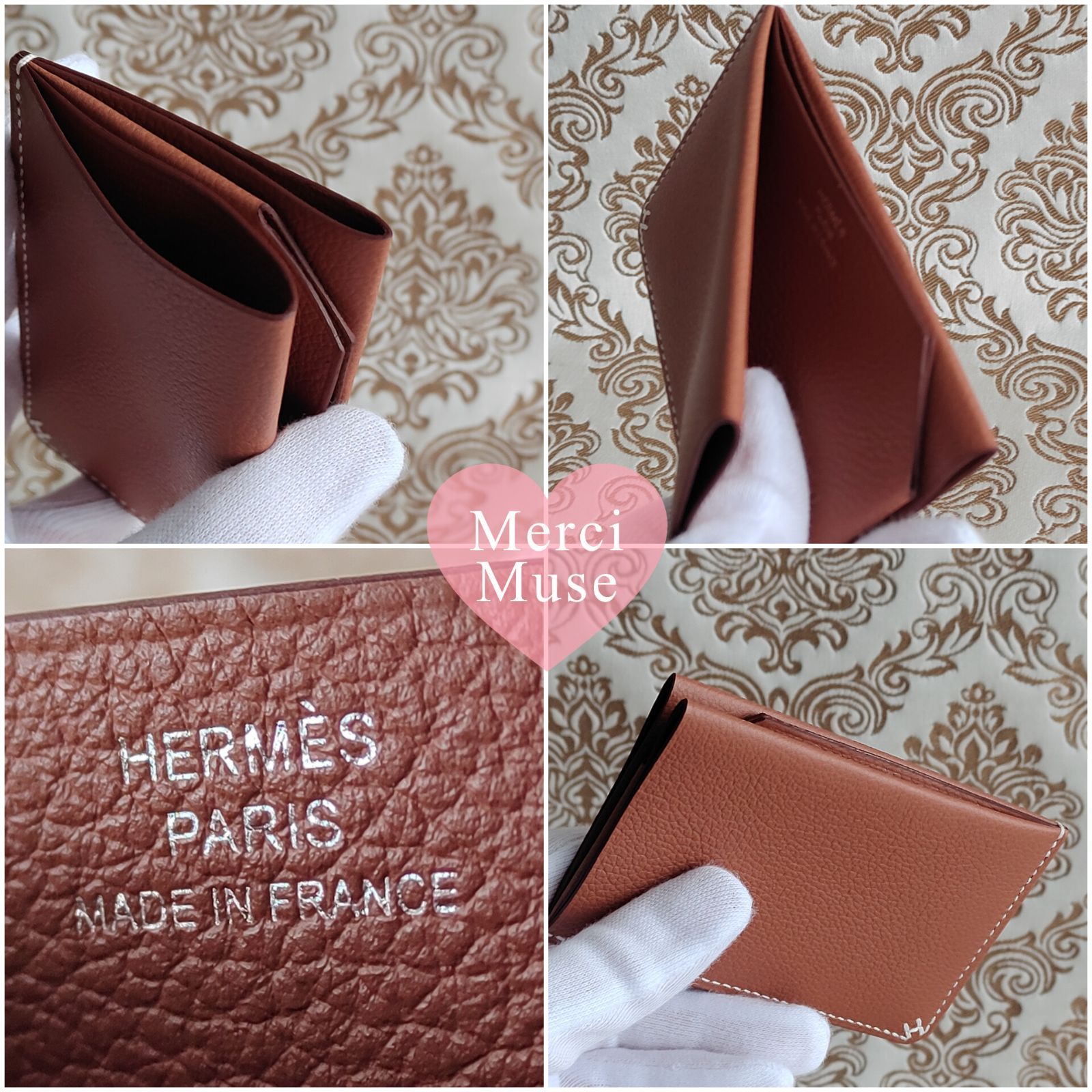♥品 Hセリエカードケース ゴールド ブラウン エルメス W刻印 MerciMuse メルシーミューズ カードケース 小物 レディース