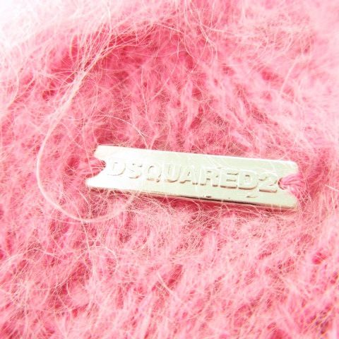 【中古】未使用品 ディースクエアード 23AW モヘヤニット クルーネック 長袖 クロップド ウール 起毛 XS ピンク ディースクエアード DSQUARED2 23AW モヘヤニット クルーネック 長袖