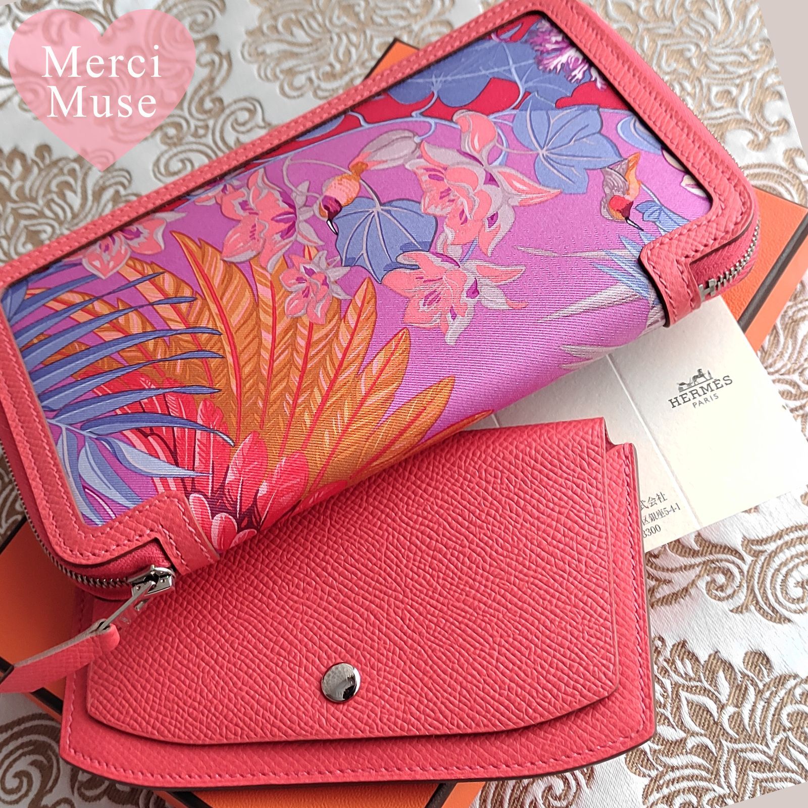 ♥品 ソワクール ジップウォレット ローズジャイプール T刻印 エルメス MerciMuse メルシーミューズ