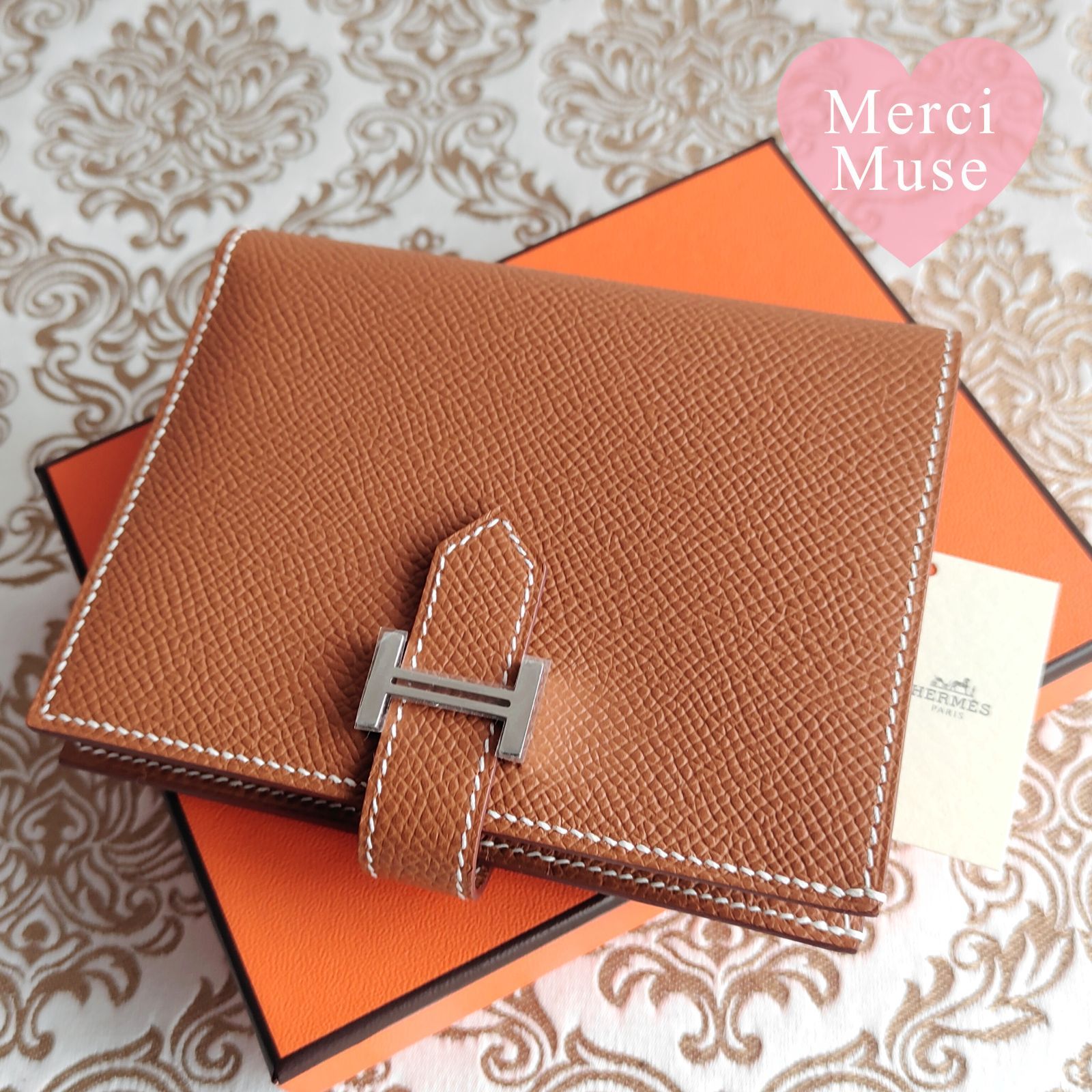❤未使用品❤ベアンコンパクト ゴールドxシルバー金具 エルメス W刻印 財布 MerciMuse メルシーミューズ