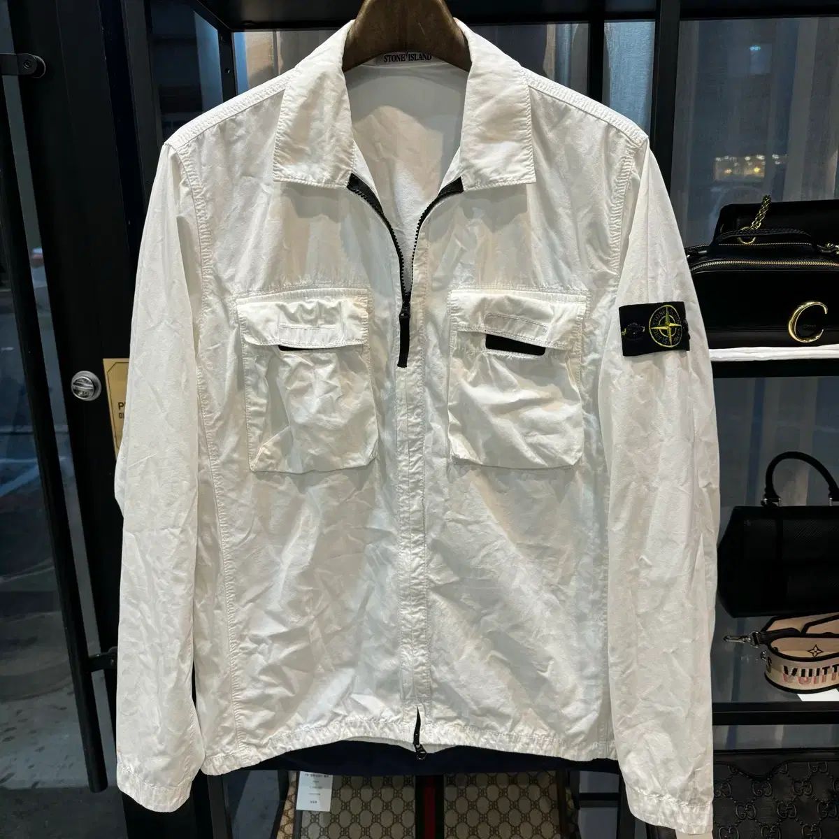 22 ss STONE ISLAND ストーンアイランド トゥ ポケット オーバーサイズシャツ ジャケット 白