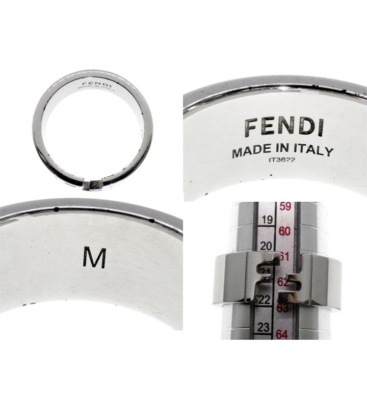 絶品 FENDI フェンディ FFリング ロゴ シルバー Lサイズ25号 FENDI - フェンディ Fロゴ リング 24～25号 メンズ シルバーカラー