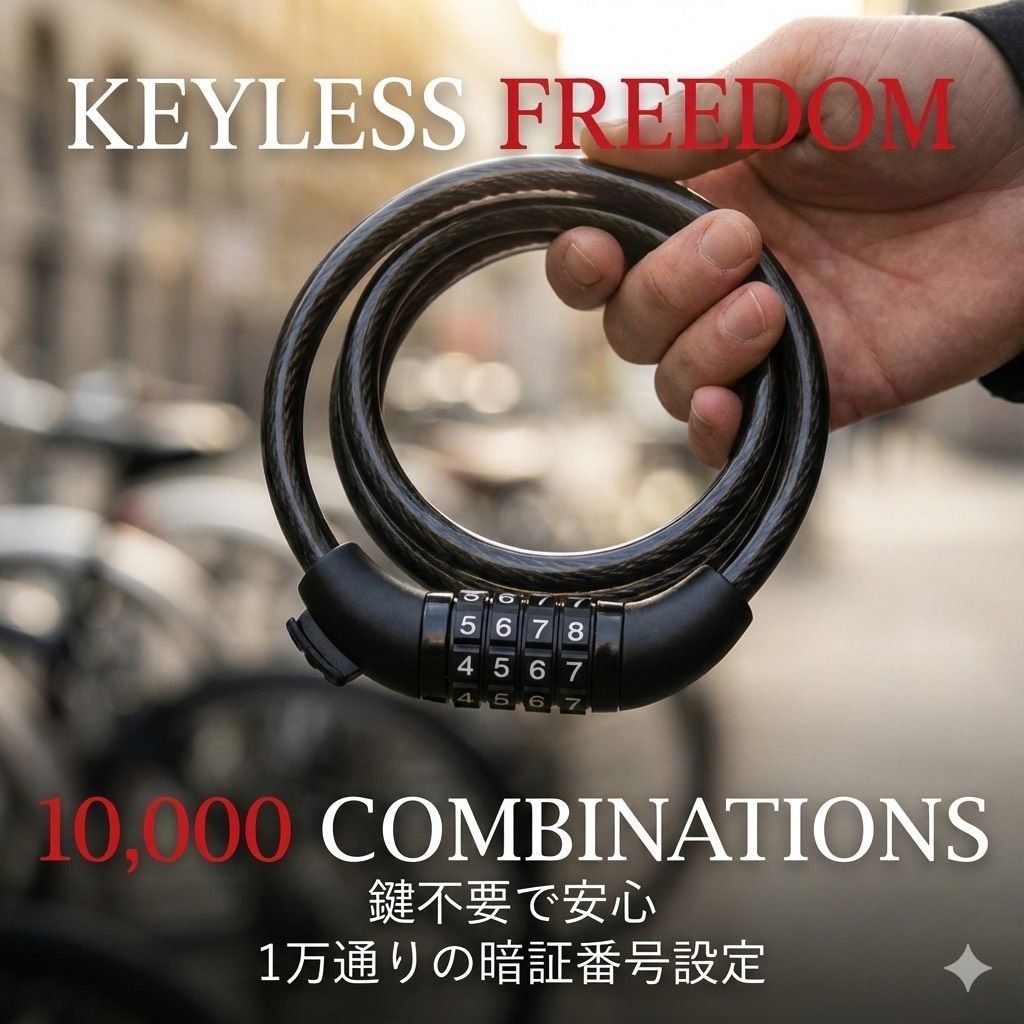 ダイヤルロック 自転車 鍵　ダイヤル　ロック　ワイヤーロック ナンバーロック チェーン 子供　錠　ヘルメット　盗難　防止　暗証番号　コンパクト