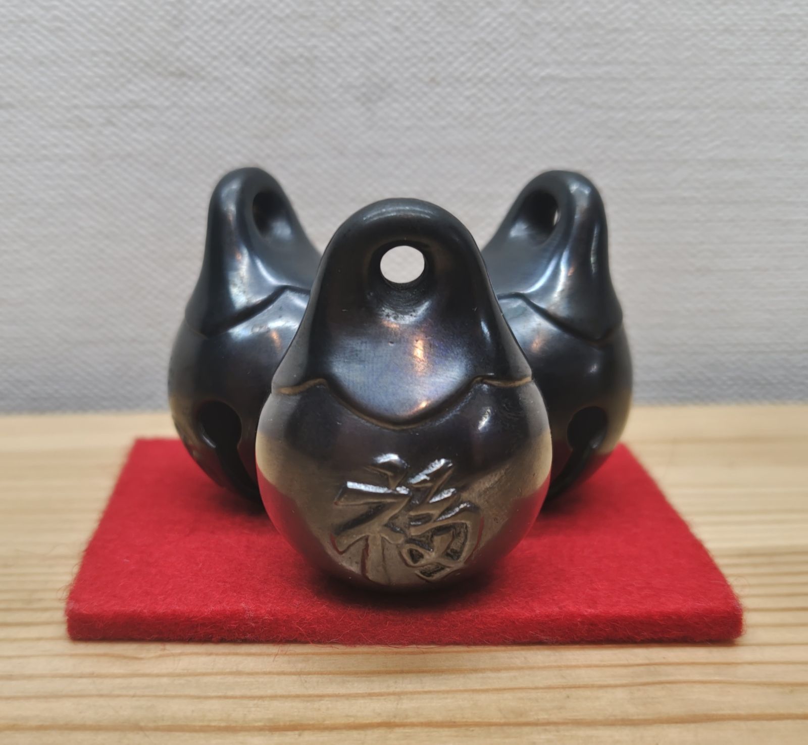 逢絢亭 品 茶道具 蓋置 唐銅 砂張 三鈴蓋置 唐銅風炉師 一ノ瀬宗辰 共箱入り