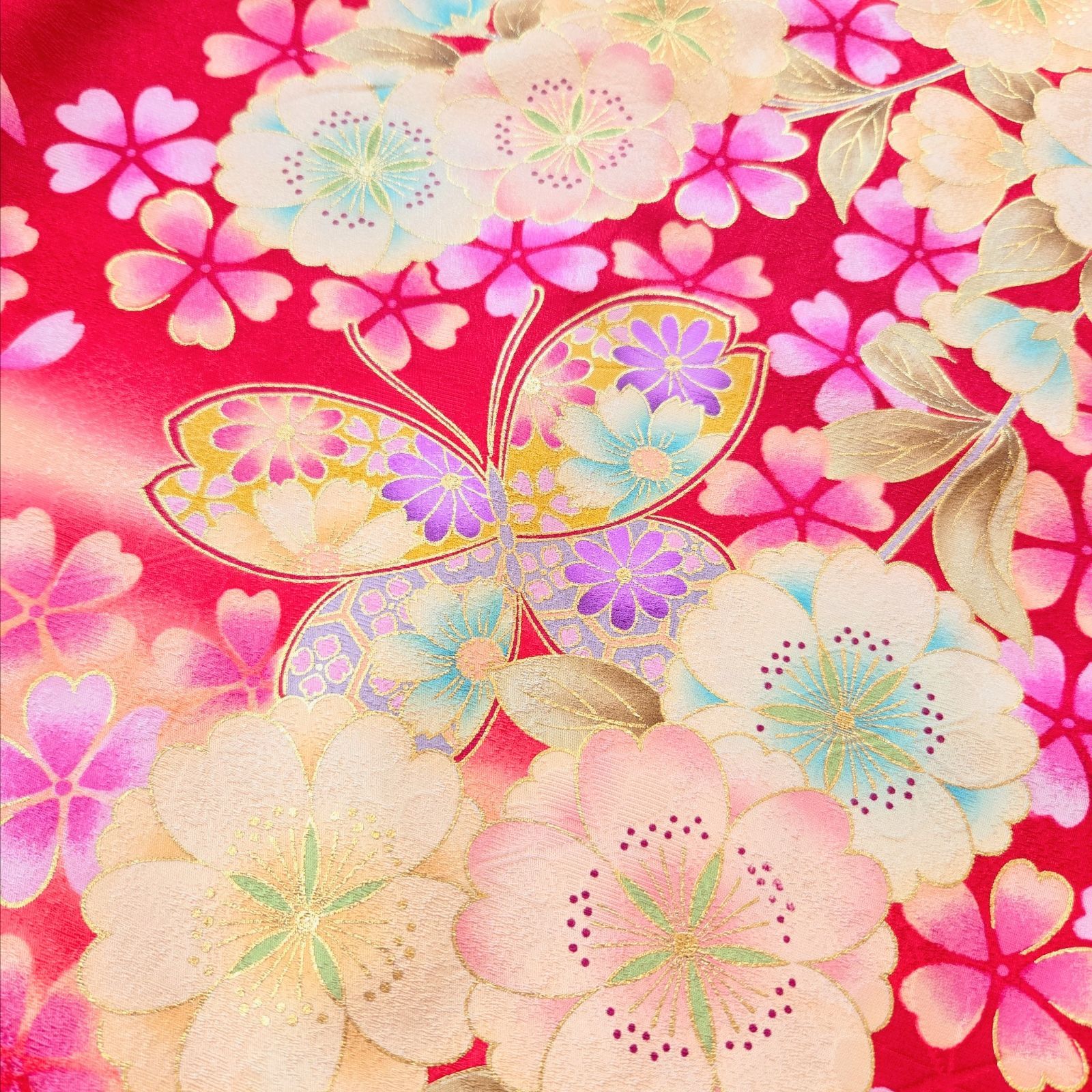 ❦Kaena❦ 着物リメイク ロング ワンピース 振袖 ギャザー フレア