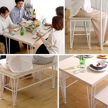 さわやかなダイニング3点テーブル ベンチ2脚