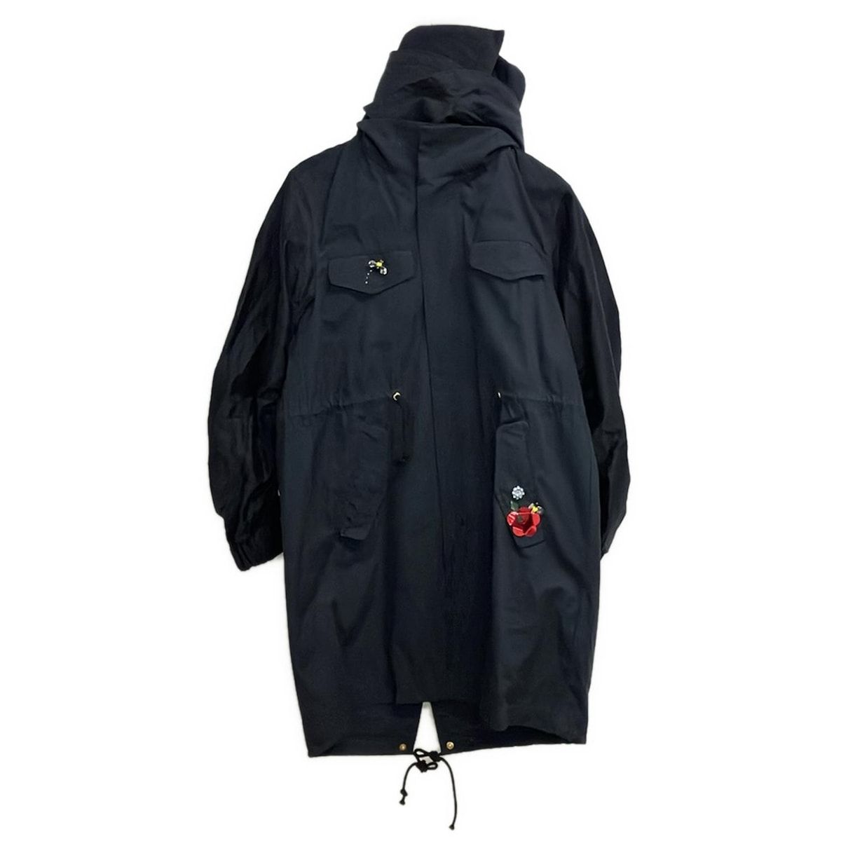 ミュベール　ネイビー　刺繍　モッズコート ミュベール ネイビー 刺繍 モッズコート ベスト付きモッズコート