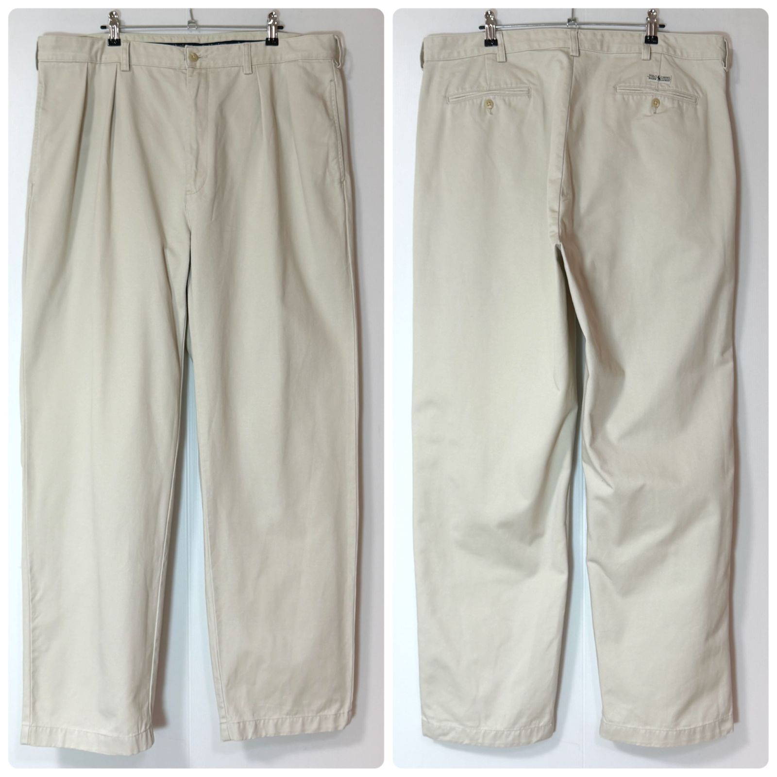 90s ラルフローレン ポロチノ ツータックチノ ベージュ USA W34L30 90s ラルフローレン ポロチノ ツータックチノ ベージュUSA W30 L30
