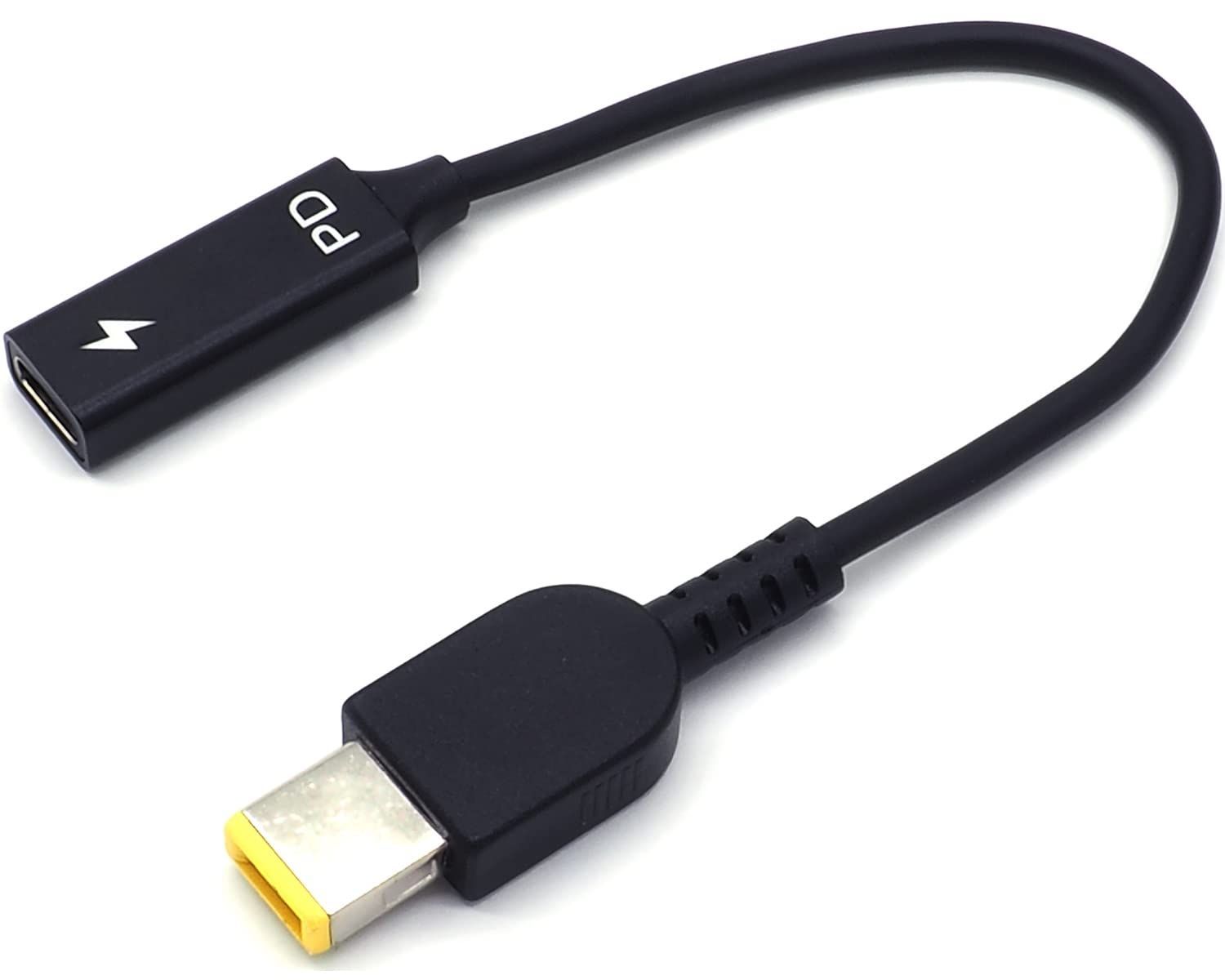 数量 LAVIE NEC 用 四角型 プラグ オス Thinkpad USB C メス レノボ PD AC電源 Lenovo 変換アダプタ ケーブル オーディオファン ブラック約 20 cm