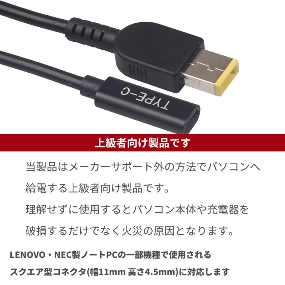 数量 LAVIE NEC 用 四角型 プラグ オス Thinkpad USB C メス レノボ PD AC電源 Lenovo 変換アダプタ ケーブル オーディオファン ブラック約 20 cm