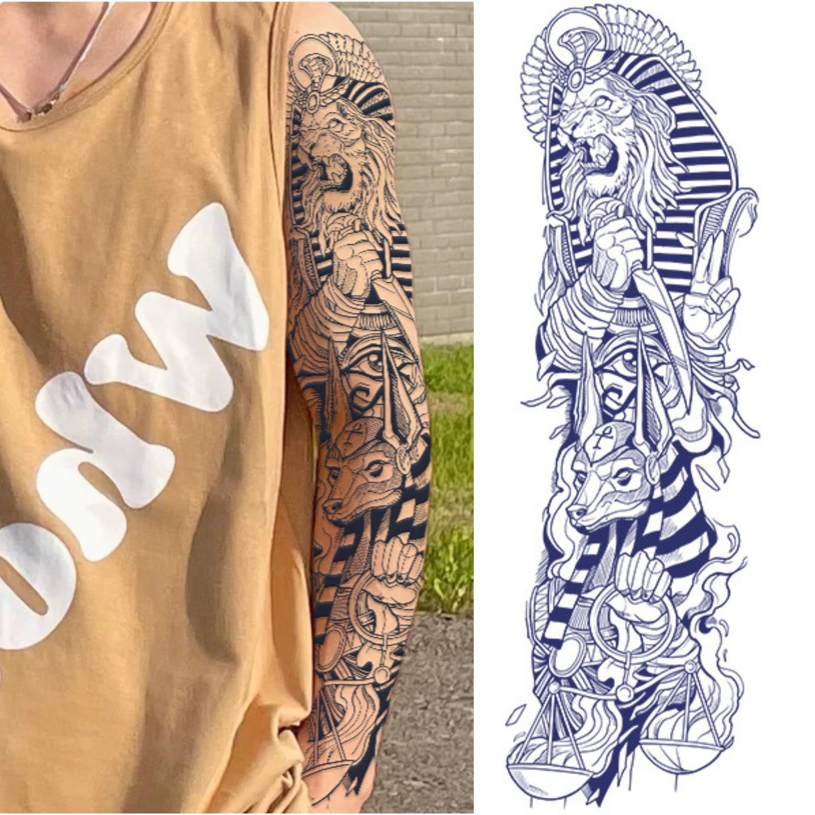 シール 2週間で消えるタトゥー タトゥーシール 和彫り 腕 韓国 ジャグアタトゥー 般若 龍 虎 鯉 A