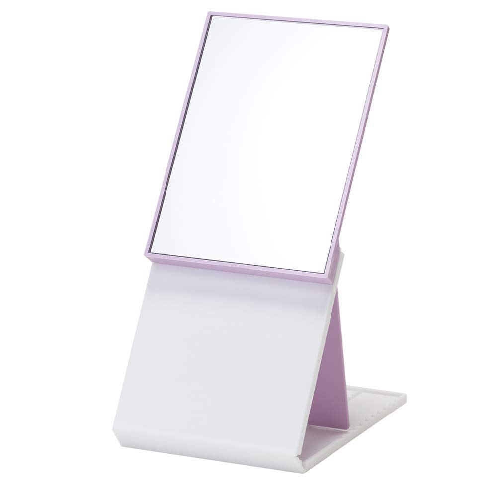 在庫 パープル 卓上鏡 2 WAYコンパクトスタンドミラー 2段階高さ調整 プレゼント ナピュアミラー