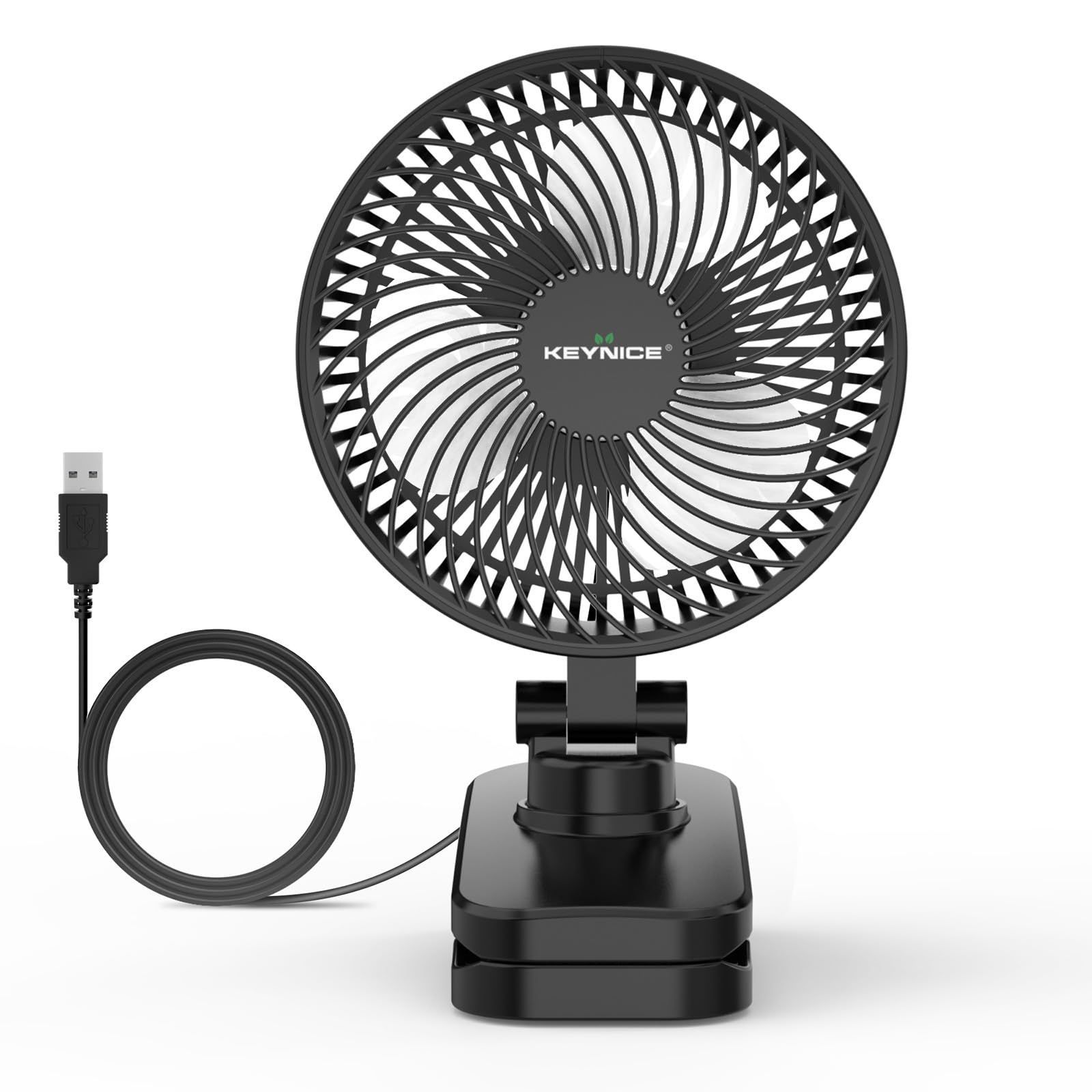 在庫 dcモーター 節電 ミニファン usb給電 壁掛け 静音 3段階風量 クリップ 360度角度調節 小型 KN 893 卓上扇風機 ブラック Keynice