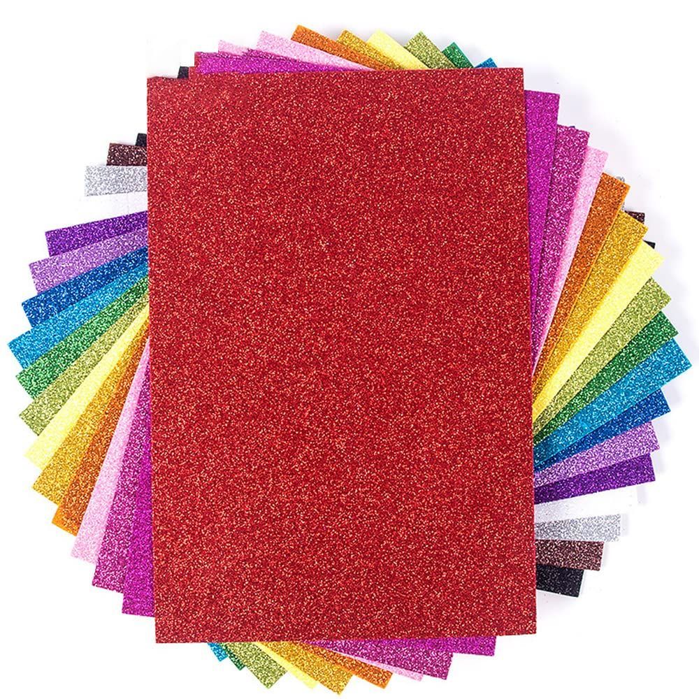 グリッターシート カッティングシート 粘着式 蛍光シート きらきら 自由に切って DIYギフト手芸材料 A セット 21 cm 29