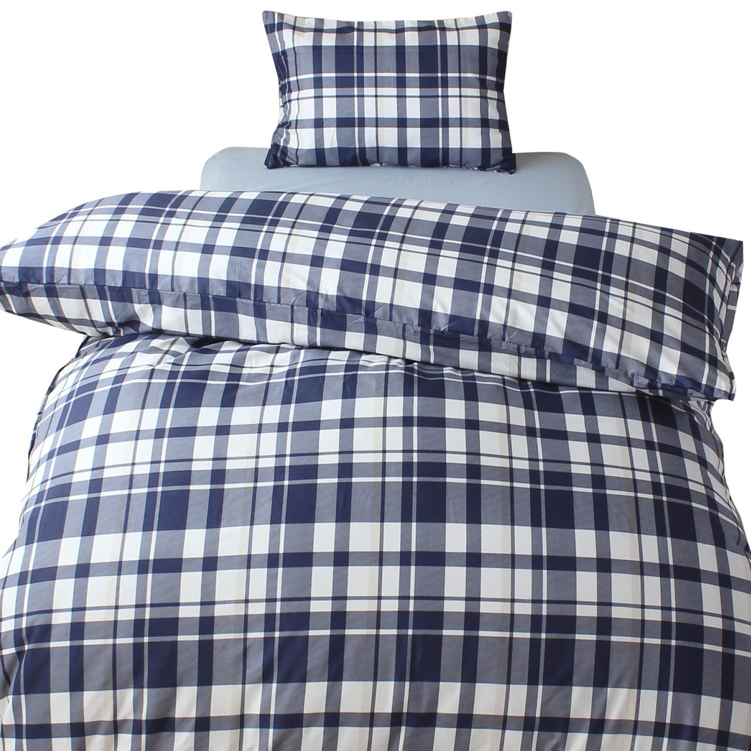 洗える ふとんが入れやすい 両サイドファスナー 約150 210 cm シワになりにくい シングルロング ネイビー マドラスチェック FF 12111 72 掛け布団カバー Night メリーナイト Merry