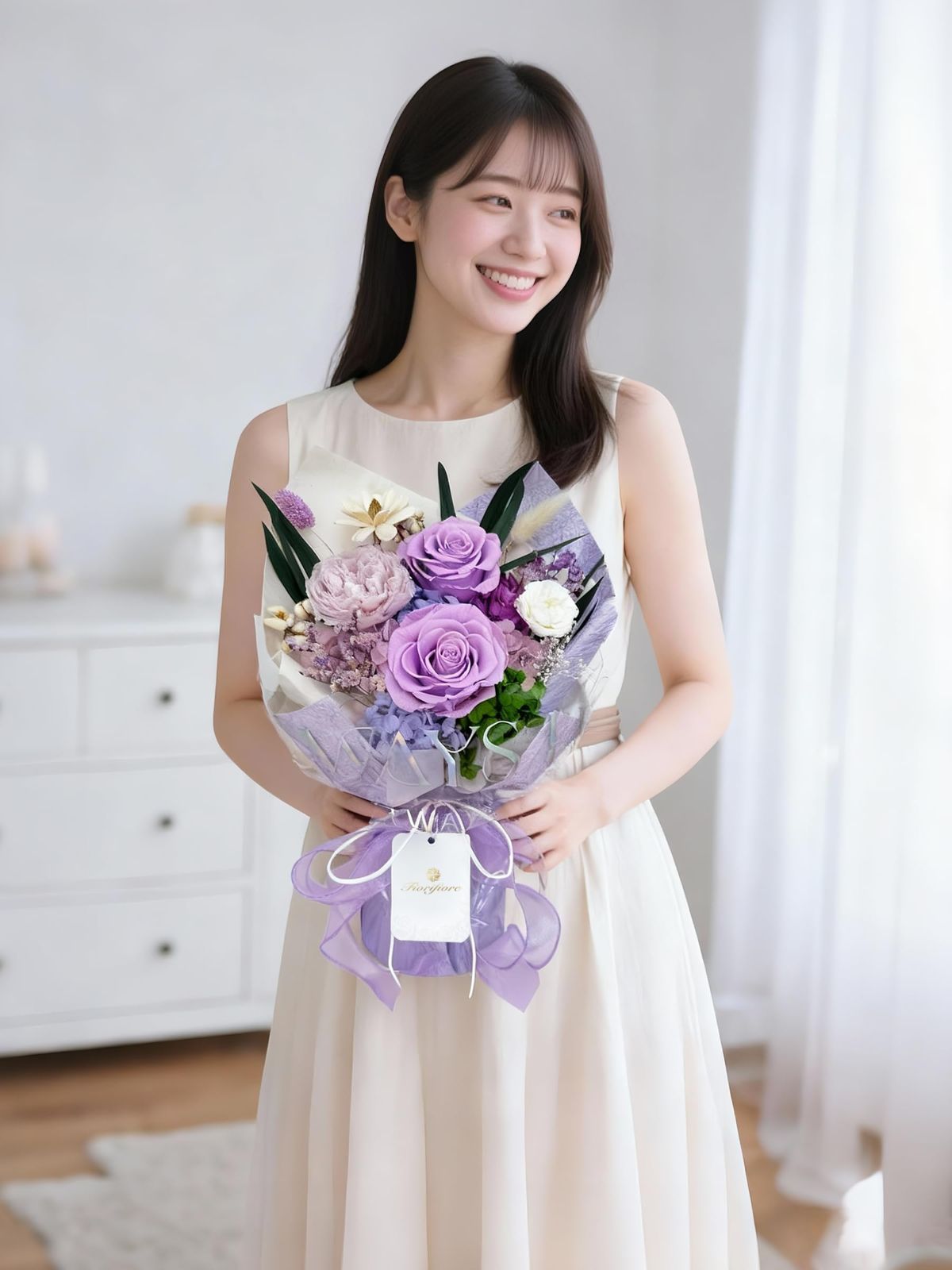  結婚祝い プレゼントに最適 ギフトボックス付き 自立式 インテリアドライフラワー 薔薇花束 3輪 ブーケ Seraphina プリザーブドフラワー その他 文房具 事務用品