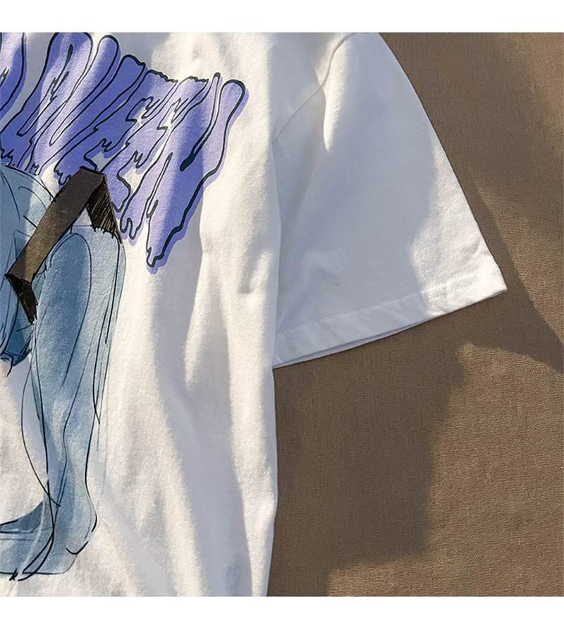  大きいサイズ カットソー 原宿系 チュニック プリント アニメ XL 体型カバー ゆったり 半袖 レディース 量産系 ホワイト 地雷系 病みかわいい Tシャツ RioSole その他 文房具 事務用品