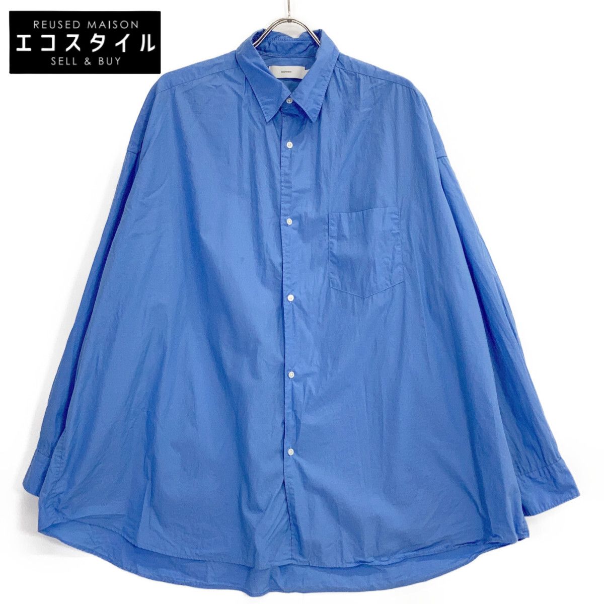 Graphpaper グラフペーパー GM 241 50001 B ﾗｲﾄﾌﾞﾙｰ Broad L S Oversized Regular Collar Shirt 2
