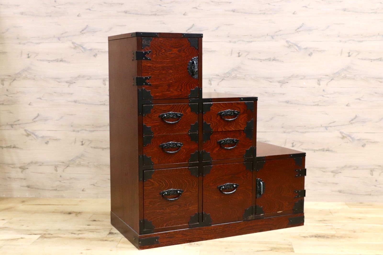 GMIS37○階段箪笥 両面 時代箪笥 和家具 和モダン 和室 座敷 古民家 チ GMIS429○階段箪笥 アンティーク 和家具 整理箪笥 サイドボード 和室