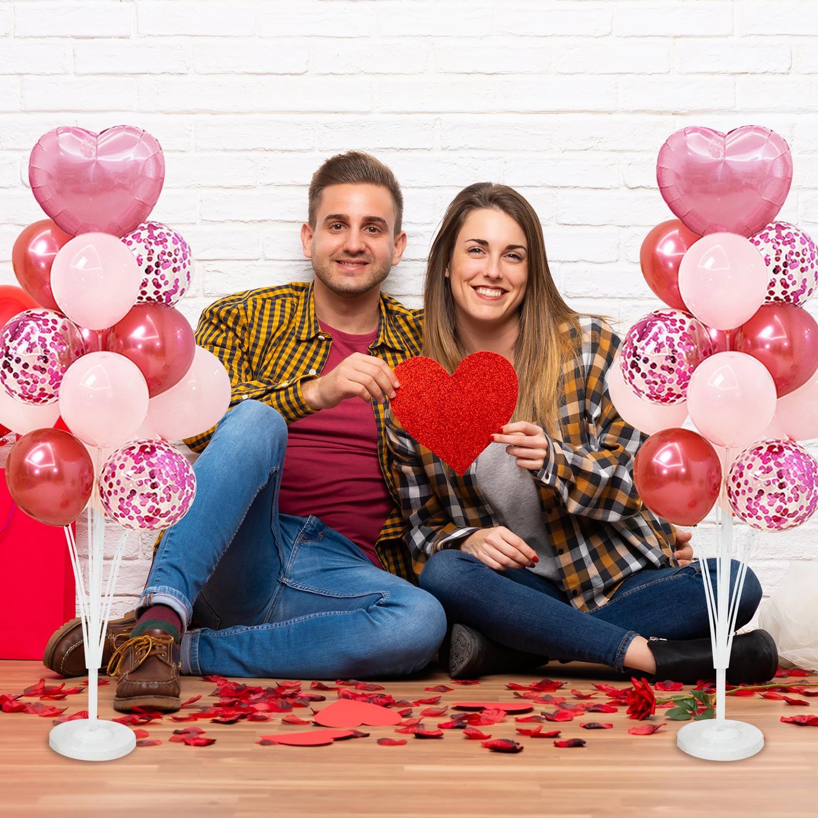 まもなく終了 記念日 告白 プロポーズ 披露宴 パーティー 結婚式 屋外 屋内 イベント サプライズ バレンタインデー 飾り 卓上 ハートのアルミ風船 テーブルボールーン 風船セット バルーンスタンド バレンタイン siawadeky