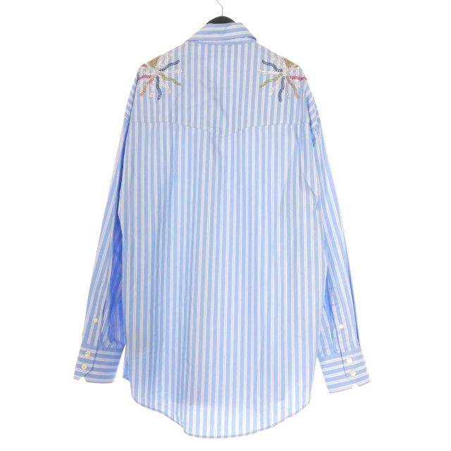 ブルーマーブル Bluemarble Rhinestone Stardust Striped Poplin Shirt