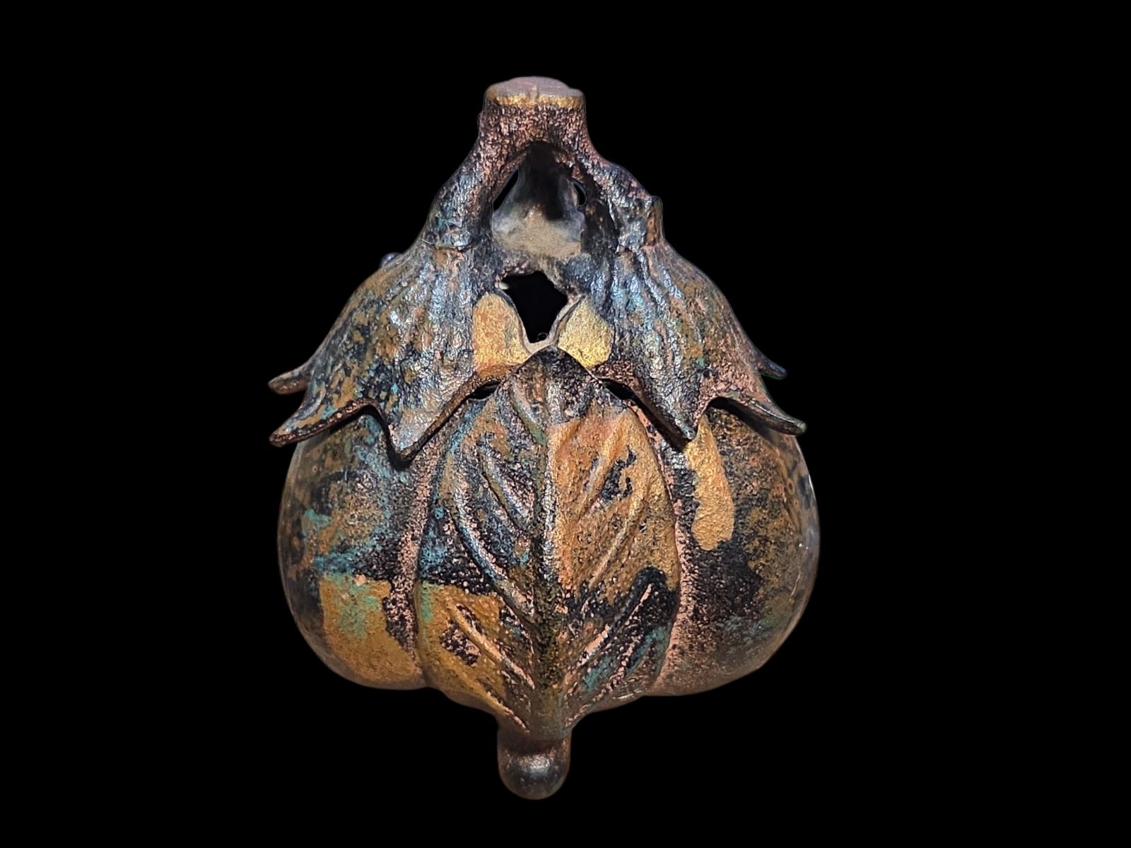 茶道具 茄子三足香炉 鋳物製 香炉 香道具 茄子 古美術 骨董 レトロ