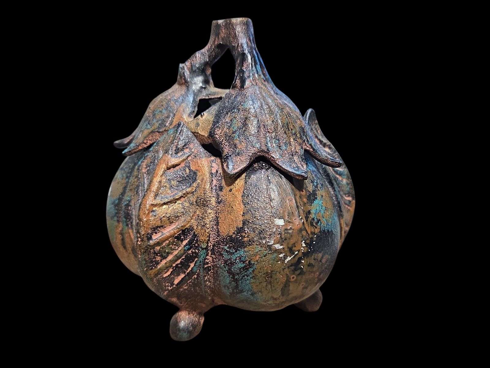 茶道具 茄子三足香炉 鋳物製 香炉 香道具 茄子 古美術 骨董 レトロ