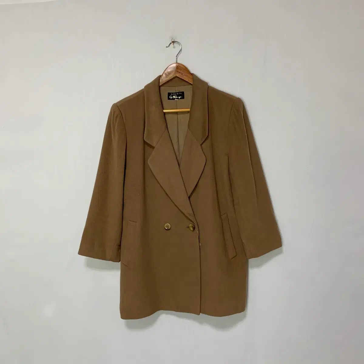 カシミア キャメル ブラウン ダブル ボタン ジャケット ショートコート ヴィンテージ