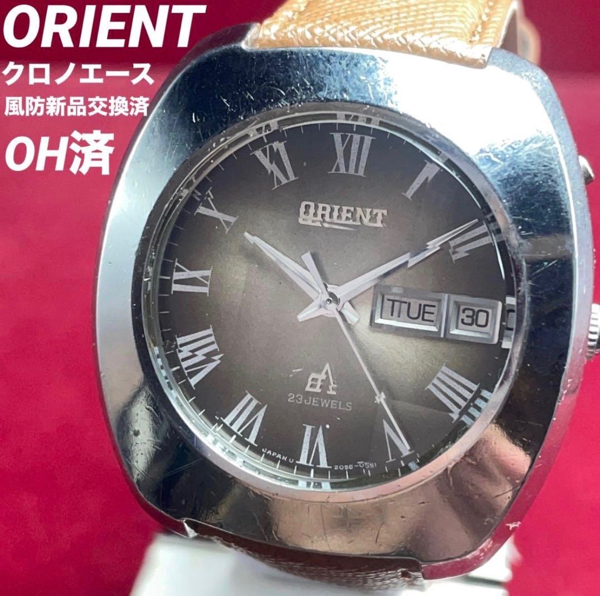 ☆OH済 70s ORIENT クロノエース 9面カットガラス風防新品 自動巻