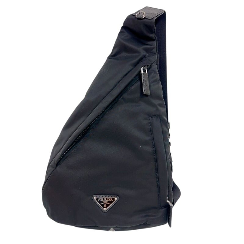 プラダ PRADA ボディバッグ 2 VZ 092 ブラック シルバー金具 ナイロン メンズ