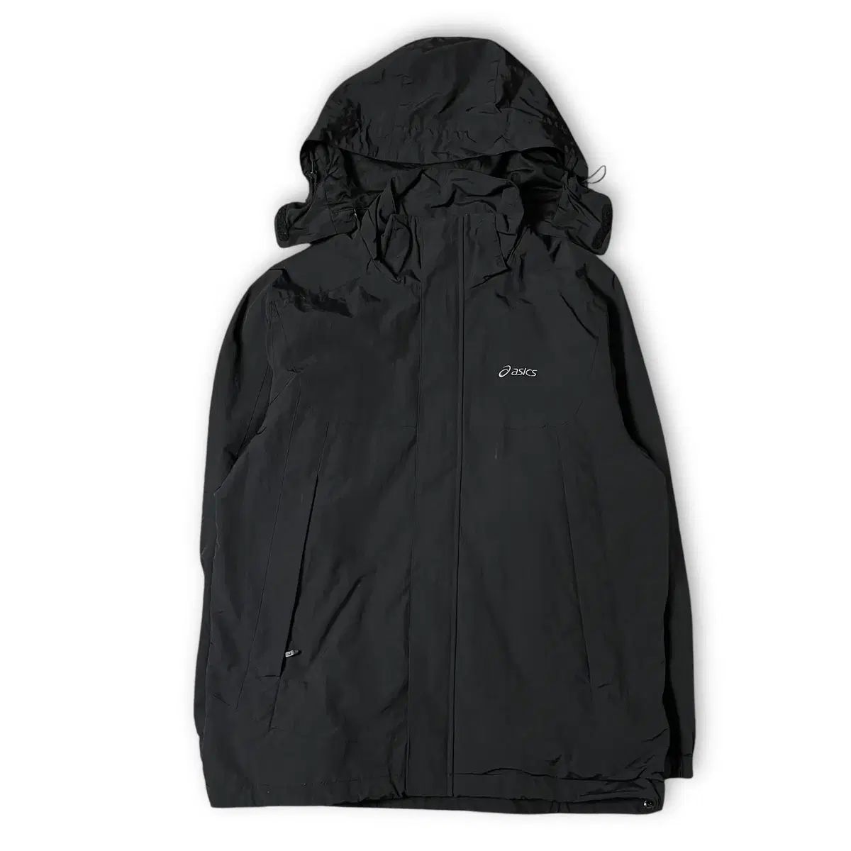 アシックス ブラック ナイロン ウィンドブレーカー ジャケット 95
