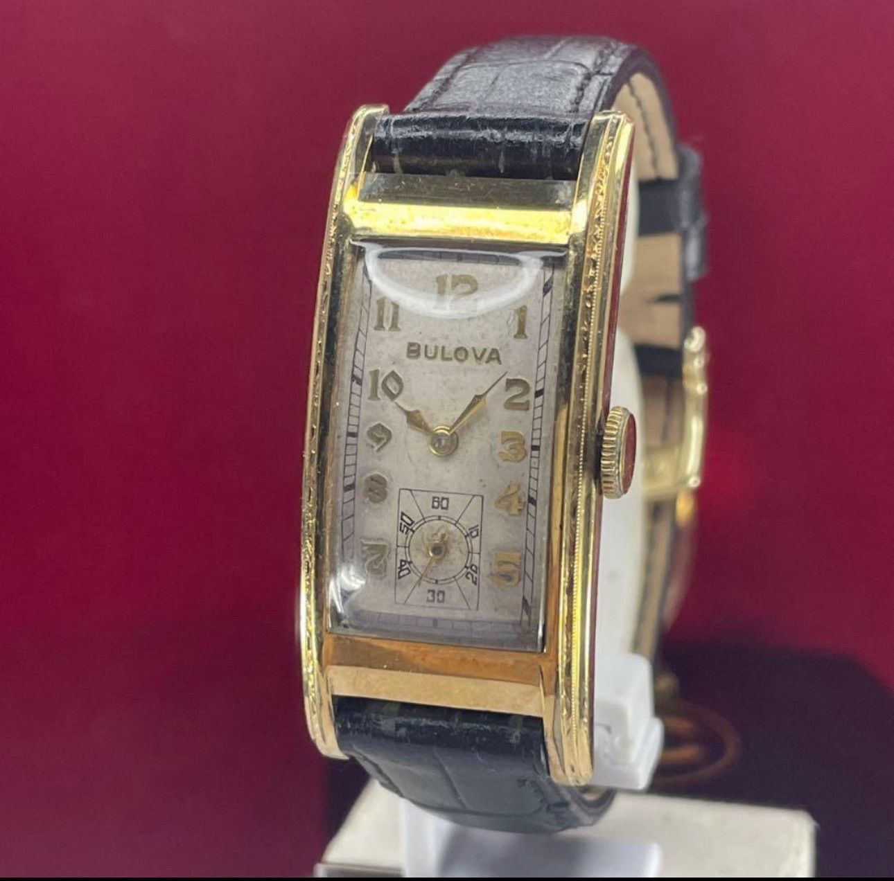  OH済 40 s BULOVA カーベックス リューズ 手巻き 腕時計 ヴィンテージ アンティーク ブローバ スモセコ 稼働 10 K金張り 手巻き時計 腕時計(アナログ)