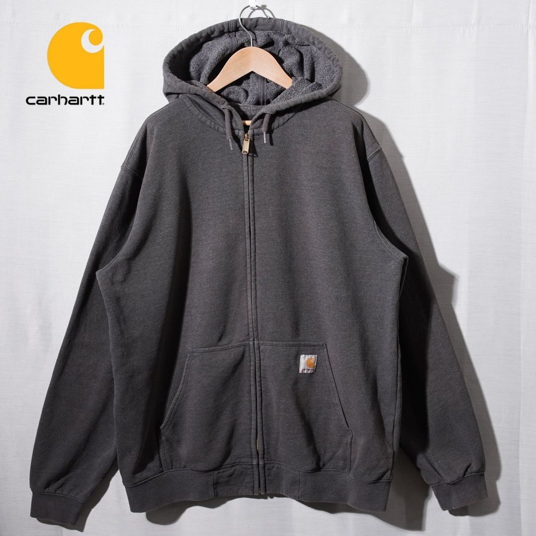 カーハート Carhartt ジップパーカー XL 相当 表記 L グレー ロゴ刺繍 